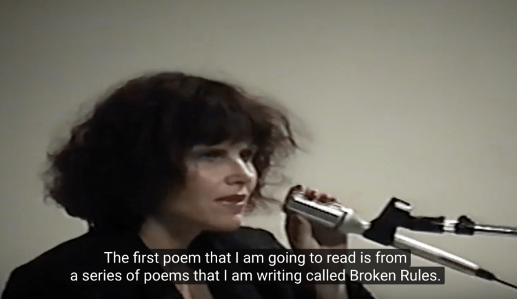 Screen shot of Suzanne Lummis reading her poem.